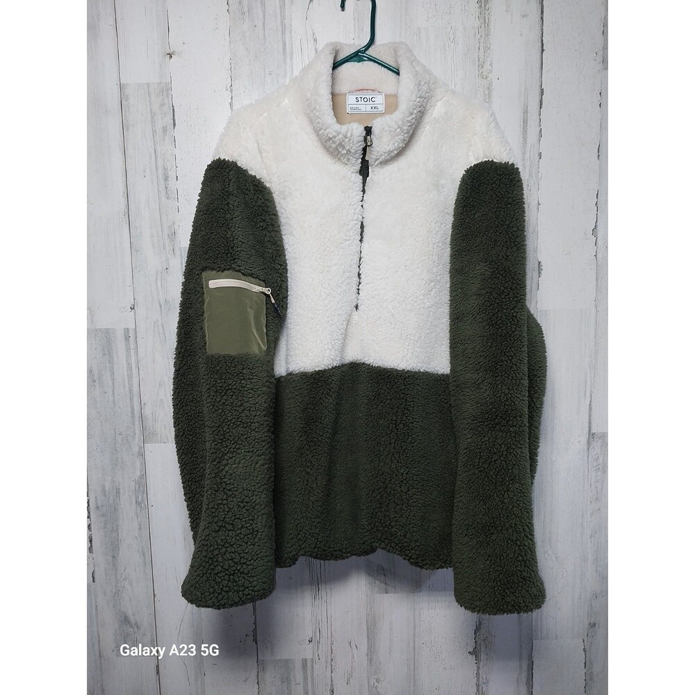 Stoic MTN Half Zip Pullover Fleece Mens XXL Cream Green